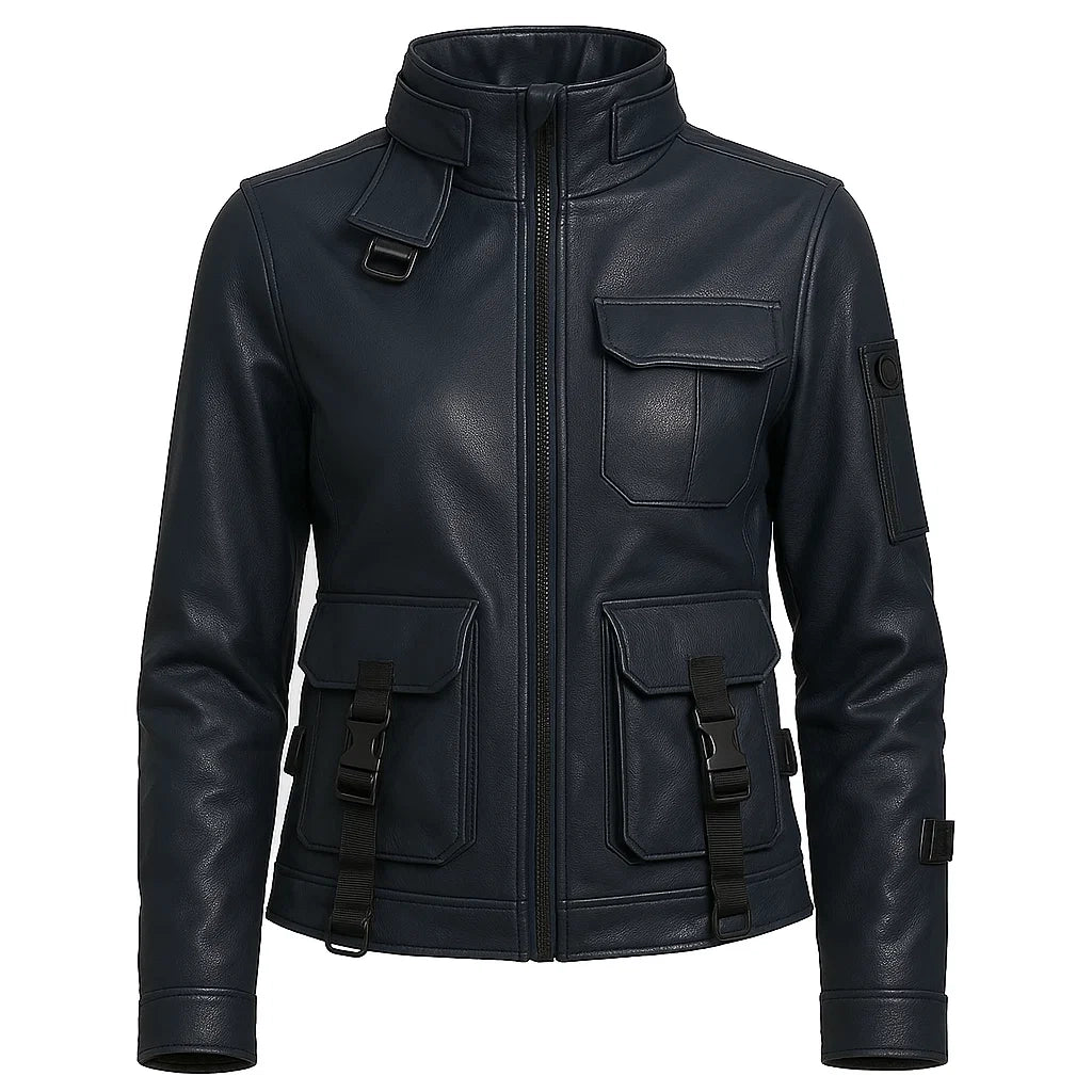 Women Military Leather Jacket