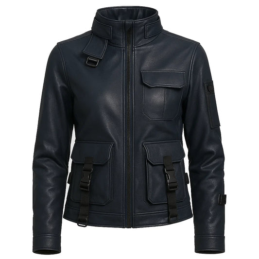 Women Military Leather Jacket