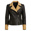 Women Two Tone Moto Leather Jacket