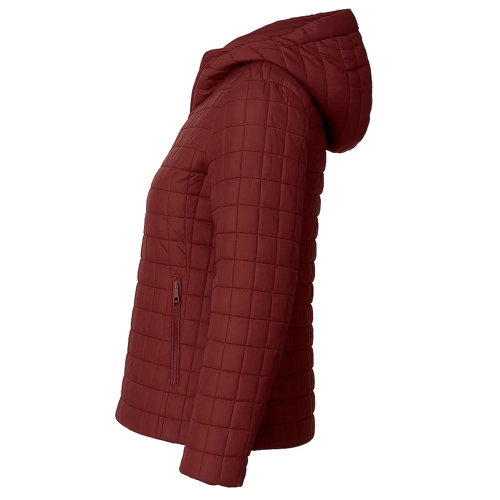Women Burgundy Quilted Jacket