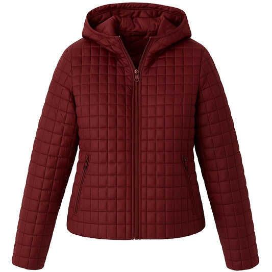 Women Burgundy Quilted Jacket