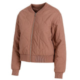 Women Pink Quilted Bomber Jacket
