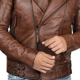 Men's Quilted Dark Brown Leather Biker Jacket