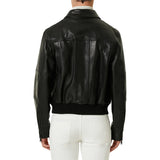 Men's Black Flight Pilot A2 Aviator Leather Jacket - Back View
