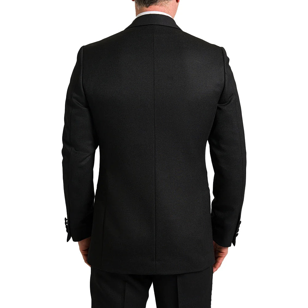 Back view of Black 2 Piece Dinner Suit with Shawl Collar