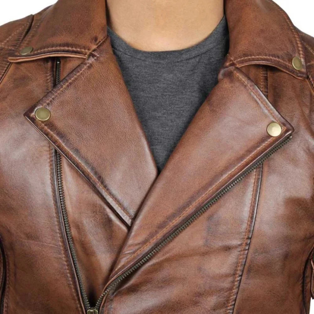Men's Quilted Asymmetrical Dark Brown Jacket
