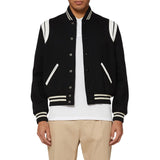 Mens White And Black Varsity Bomber Jacket
