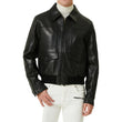 Men's Black Flight Pilot A2 Aviator Leather Jacket - Front View
