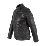 Mens Padded Black Cafe Racer Leather Jacket