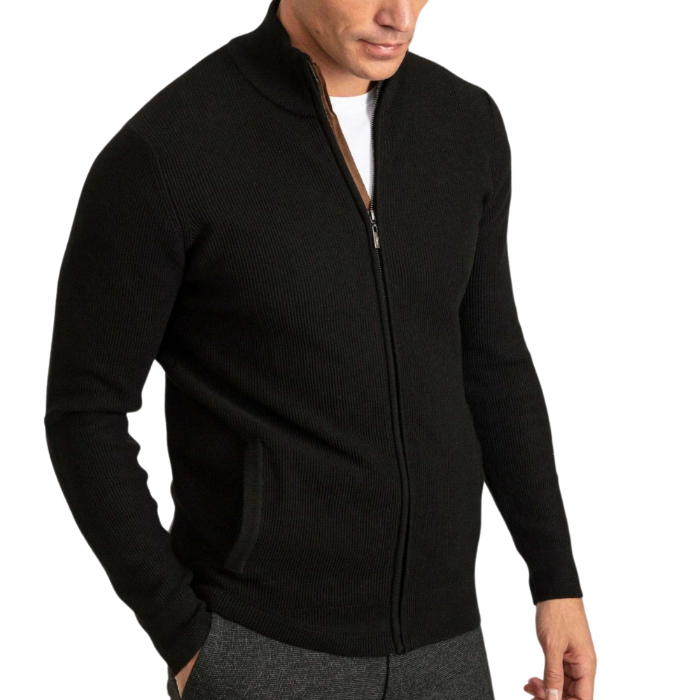 Men's Black Cardigan Knit Jacket