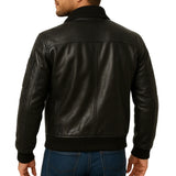 Men's Black Cowhide Leather Bomber Jacket