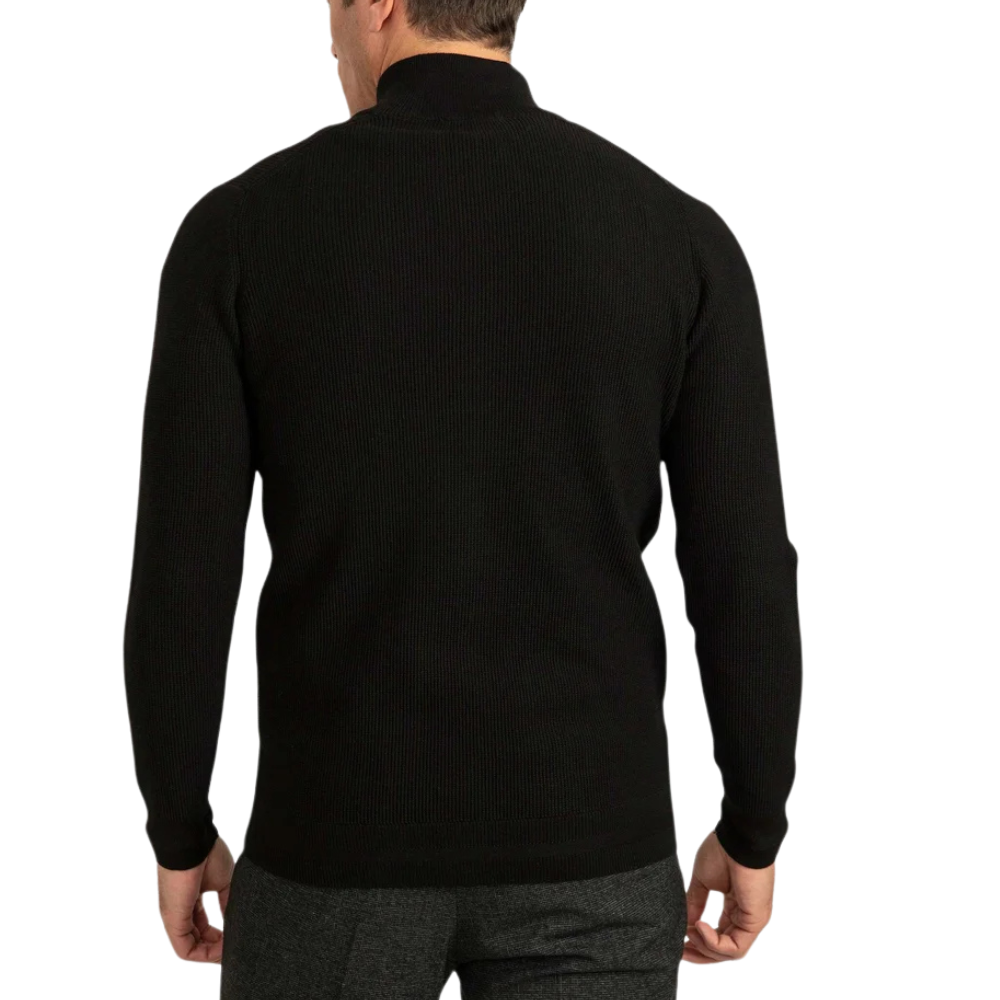 Black Mens Full Zip Through Cardigan Knit Jacket