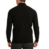 Black Mens Full Zip Through Cardigan Knit Jacket