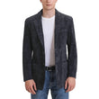Classic Slim fit Two Button Mens Blue Leather Blazer