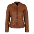 Genuine Biker Brown Cognac Leather Jacket Womens