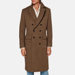Brown Double Breasted Trench Wool Coat Mens