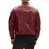 Bomber Red Leather Real Jacket Mens