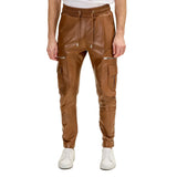 Timeless Brown Mens Leather Cargo Pants