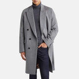 Grey Double Breasted Wool Coat Mens