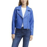 Ladies Real Lambskin Blue Moto Jacket