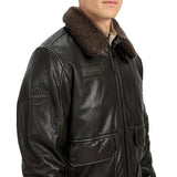 Men’s Brown Fur Collar B3 RAF Shearling Jacket