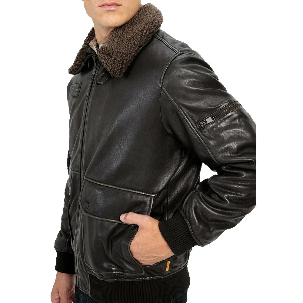 Men’s Fur Collar B3 RAF Sheepskin Shearling Jacket