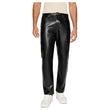 Straight Fit Black Leather Pants Mens