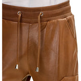 Timeless Brown Mens Leather Cargo Pants