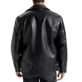 American Polo Collar Black Men Biker Jacket