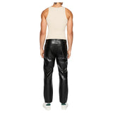 Straight Fit Black Leather Pants Mens