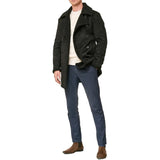 Double Breasted Sherpa Winter Coat Men Black