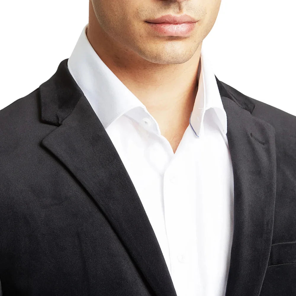 Men's Modern Fit Suede Sport Coat Blazer Black