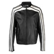 Men's Black and White Leather jacket with Grey Detailing