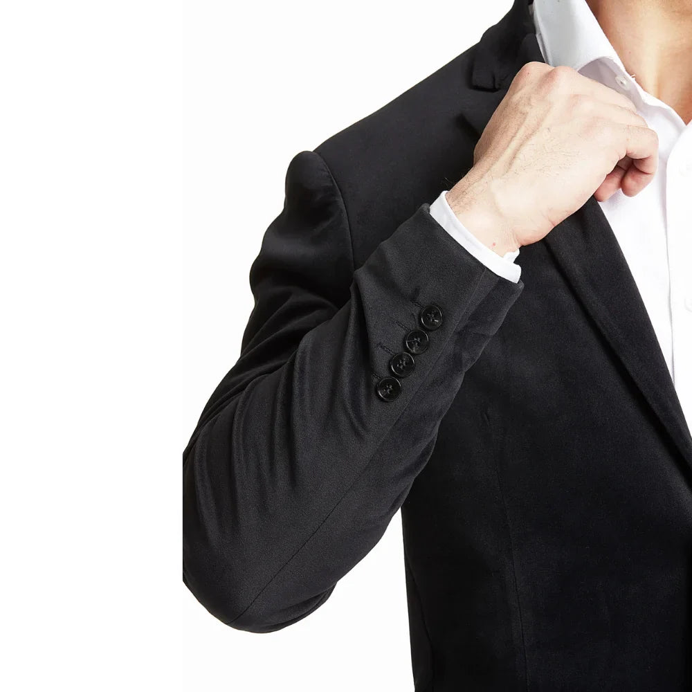 Men's Modern Fit Suede Sport Coat Blazer Black
