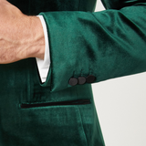 Men's Three Piece Peak Lapel Green Velvet Tuxedo - Prom , Wedding and Dinner Suit