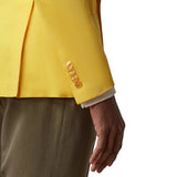 Close Up of ​Double Breasted Two Piece Yellow Suit Mens Notch Lapel -
