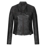 Olivia Slim Fit Womens Black Leather Moto Jacket