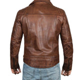 Men's Asymmetrical Dark Brown Leather Biker Jacket
