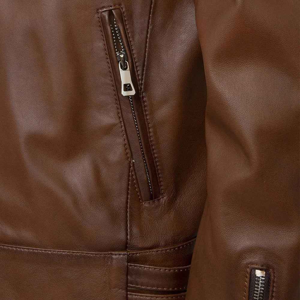 David Brown Mens Quilted Cafe Racer Leather Jacket Mens