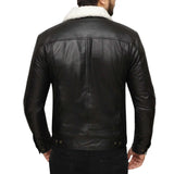 Real Sherpa Black Leather Trucker Jacket