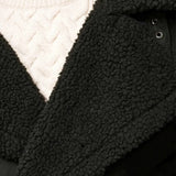 Double Breasted Sherpa Winter Coat Men Black
