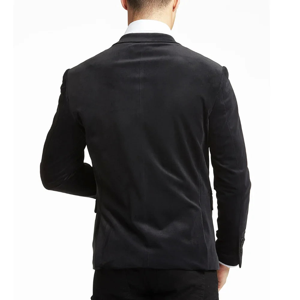 Men's Modern Fit Suede Sport Coat Blazer Black