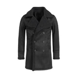 Double Breasted Sherpa Winter Coat Men Black