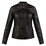 Susan Womens Black Leather Biker Jacket