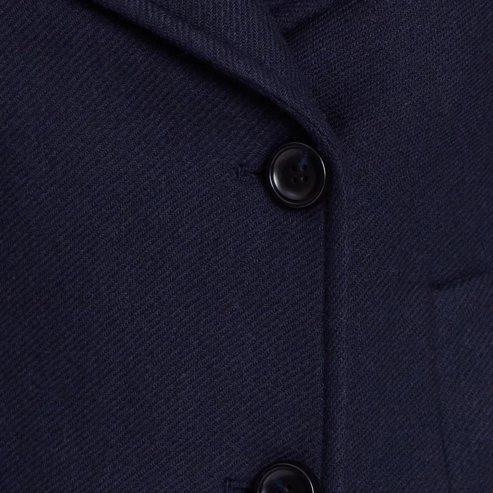 Womens Double Breasted Navy Blue Wool Blend Coat